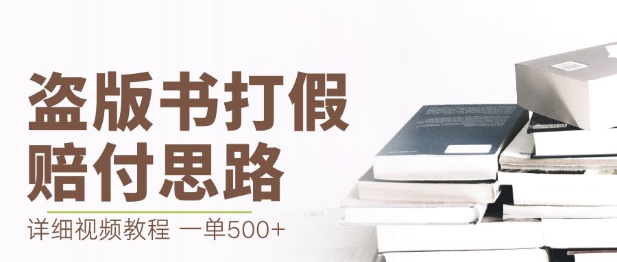 【副业项目6978期】最新盗版书赔付打假项目，一单利润500+【详细玩法视频教程】-悠闲副业网