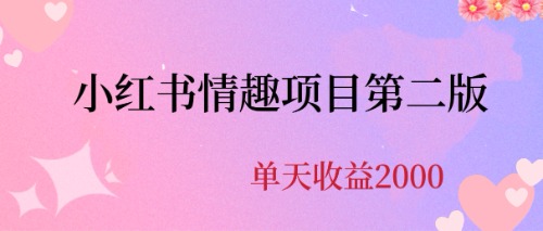 【副业项目6945期】最近爆火小红书情趣项目第二版，每天2000+-悠闲副业网