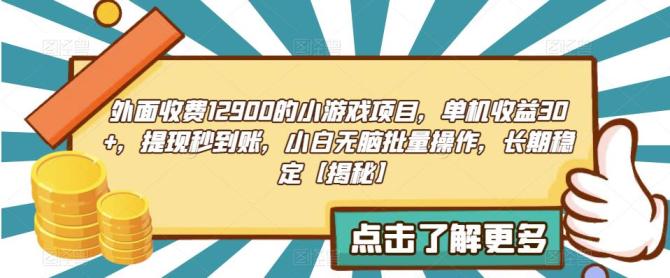 【副业项目6934期】收费12900的小游戏项目，单机收益30+，独家养号方法-悠闲副业网