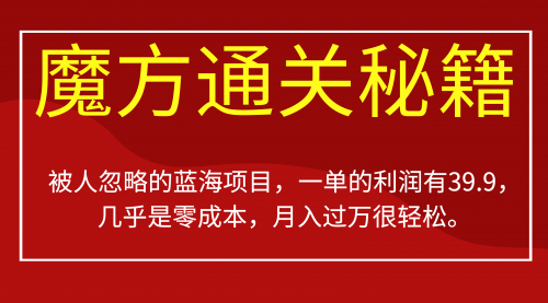 【副业项目7126期】被人忽略的蓝海项目，魔方通关秘籍一单利润有39.9-悠闲副业网