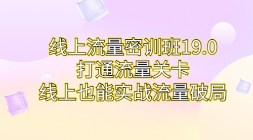 【副业项目7131期】线上流量密训班19.0，打通流量关卡，线上也能实战流量破局-悠闲副业网