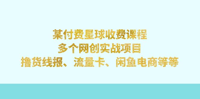 【副业项目7334期】某付费星球课程：多个网创实战项目，撸货线报、流量卡、闲鱼电商等等-悠闲副业网
