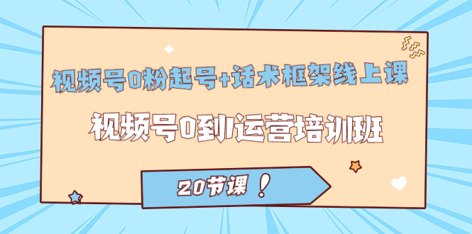 【副业项目7445期】视频号·0粉起号+话术框架线上课：视频号0到1运营培训班（20节课）-悠闲副业网