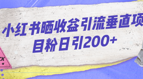 【副业项目7194期】小红书晒收益图引流垂直项目粉日引200+-悠闲副业网