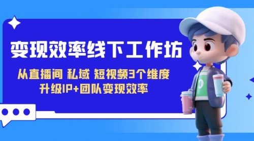 【副业项目7241期】变现-效率线下工作坊，从直播间、私域、短视频3个维度 升级IP+团队变现效率-悠闲副业网