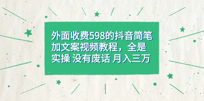 【副业项目7528期】外面收费598抖音简笔加文案教程，全是实操 没有废话 月入三万（教程+资料）-悠闲副业网