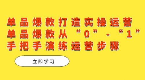【副业项目7711期】单品爆款打造实操运营，单品爆款从“0”-“1”手把手演练运营步骤-悠闲副业网