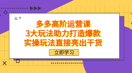 【副业项目7758期】拼多多高阶·运营课，3大玩法助力打造爆款，实操玩法直接亮出干货-悠闲副业网