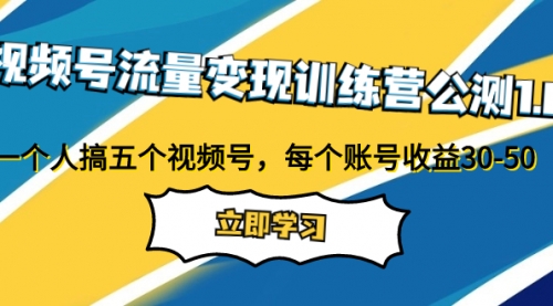 【副业项目8026期】视频号流量变现训练营公测1.0：一个人搞五个视频号，每个账号收益30-50-悠闲副业网