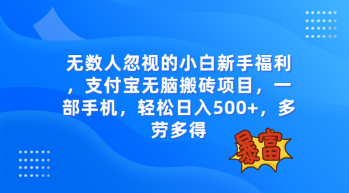 【副业项目8111期】无数人忽视的项目，支付宝无脑搬砖项目，一部手机即可操作，轻松日入500+-悠闲副业网