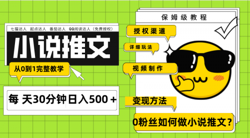 【副业项目8160期】Ai小说推文每天20分钟日入500＋授权渠道-悠闲副业网