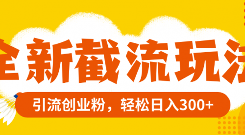 【副业项目8262期】全新截流玩法，精准引流创业粉，轻松日入300+-悠闲副业网