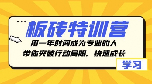 【副业项目8289期】板砖特训营,用一年时间成为专业的人,带你突破行动局限,快速成长-悠闲副业网