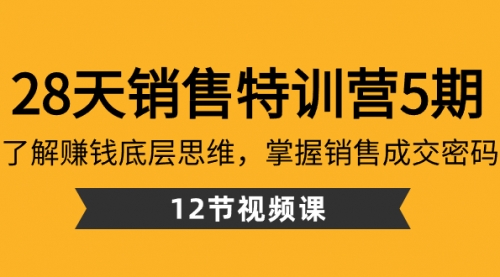 【副业8768期】28天·销售特训营5期：了解赚钱底层思维，掌握销售成交密码（12节课）-悠闲副业网