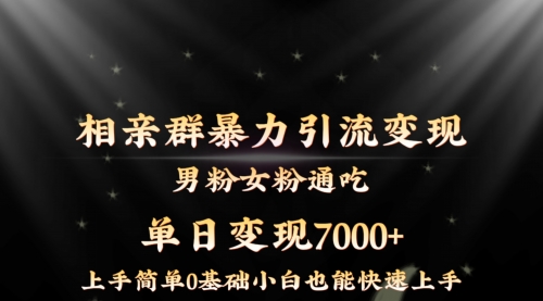 【副业8845期】相亲群暴力引流男粉女粉通吃变现玩法，单日变现7000+保姆教学1.0-悠闲副业网