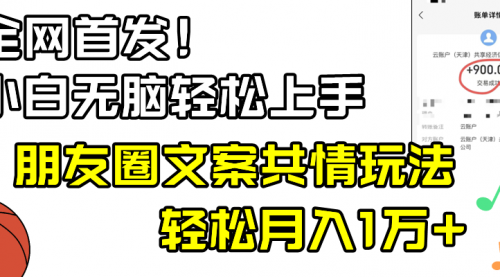 【副业8908期】小白轻松无脑上手，朋友圈共情文案玩法，月入1W+-悠闲副业网