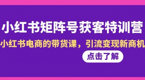【副业8962期】小红书-矩阵号获客特训营-第10期，小红书电商的带货课，引流变现新商机-悠闲副业网