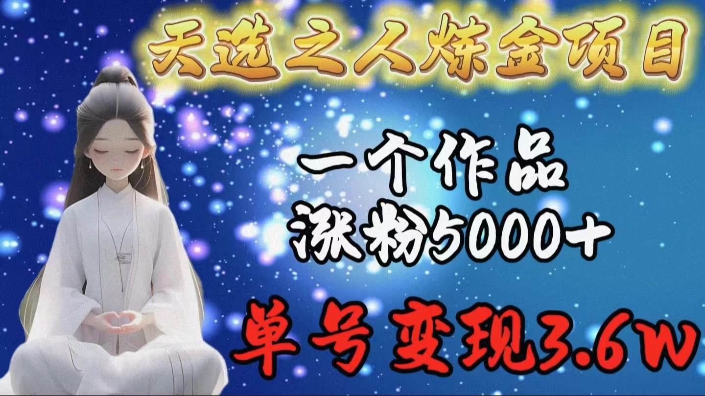 天选之人炼金项目，一个作品涨粉5000+，单号变现3.6w-悠闲副业网