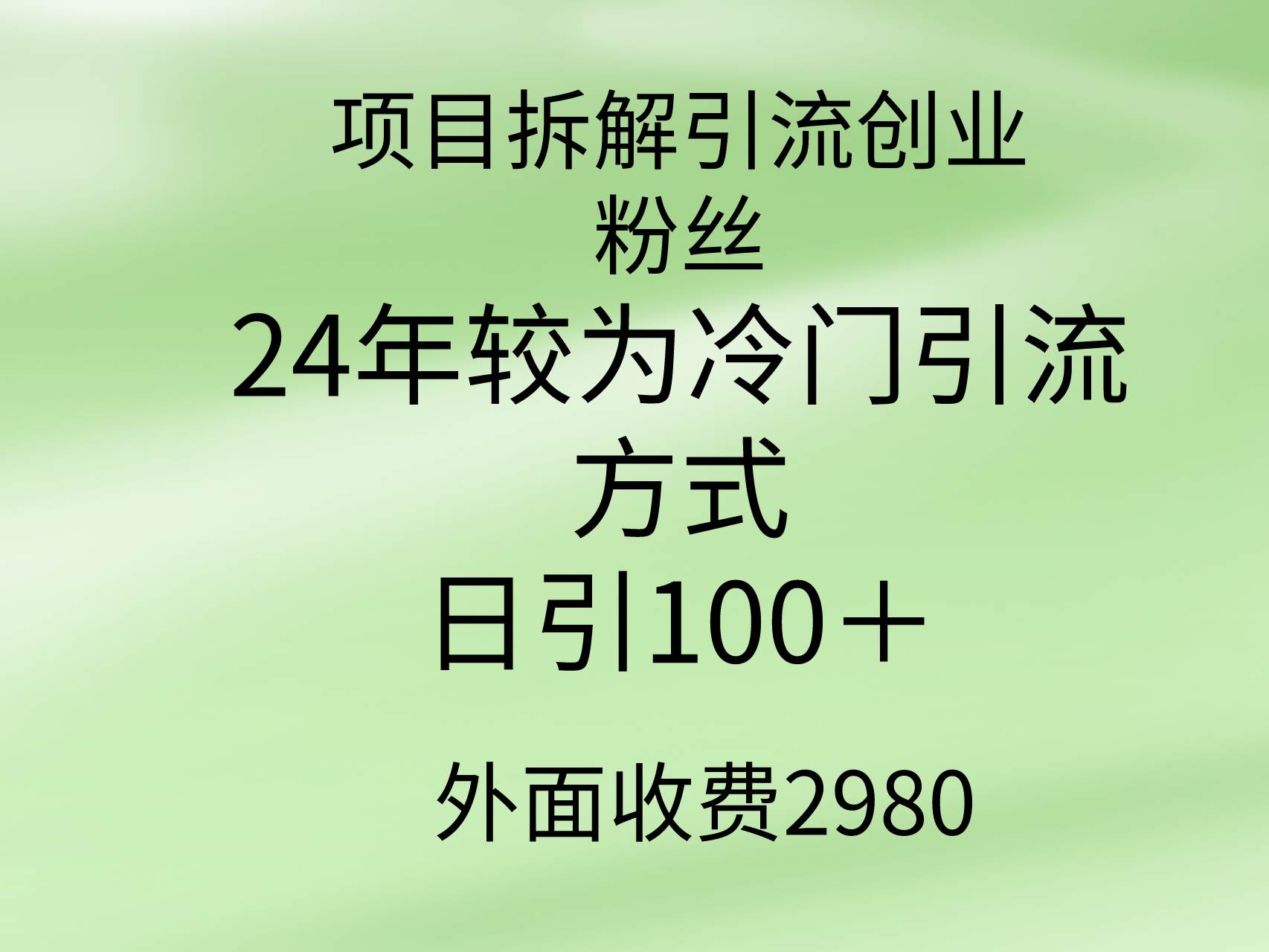 项目拆解引流创业粉丝，24年较冷门引流方式，轻松日引100＋-悠闲副业网