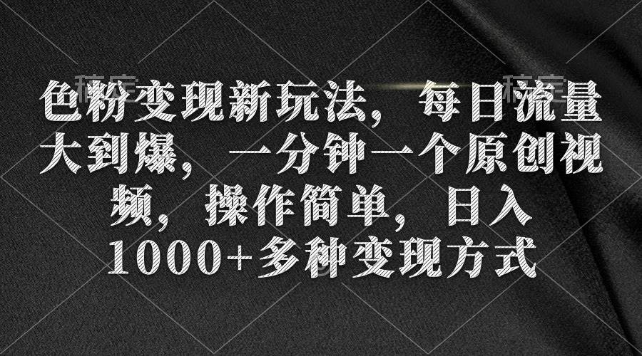 色粉变现新玩法，每日流量大到爆，一分钟一个原创视频，操作简单，日入1000+-悠闲副业网
