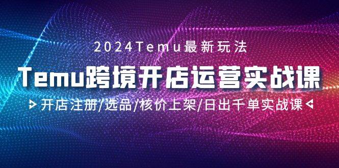 2024Temu跨境开店运营实战课，开店注册/选品/核价上架/日出千单实战课-悠闲副业网