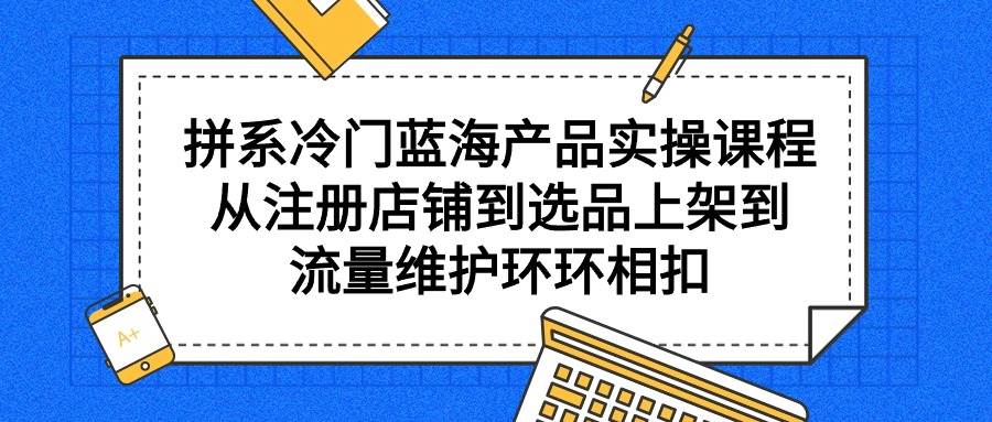 拼系冷门蓝海产品实操课程，从注册店铺到选品上架到流量维护环环相扣-悠闲副业网