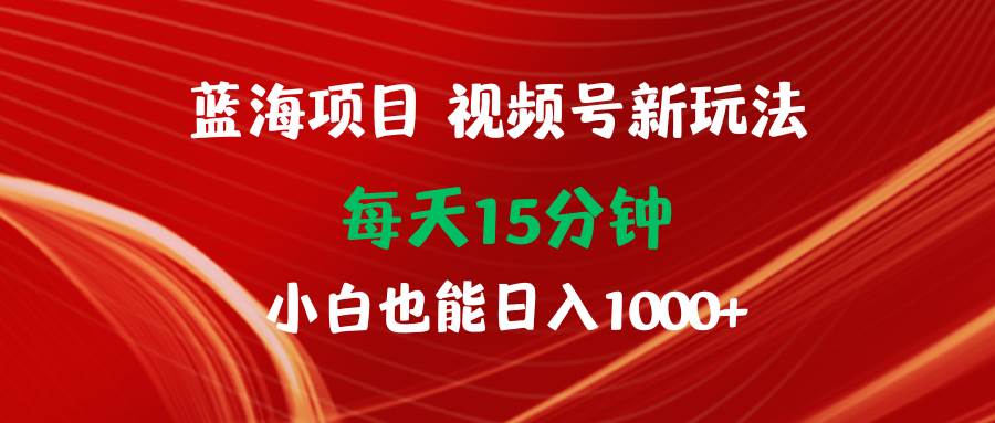 蓝海项目视频号新玩法 每天15分钟 小白也能日入1000+-悠闲副业网