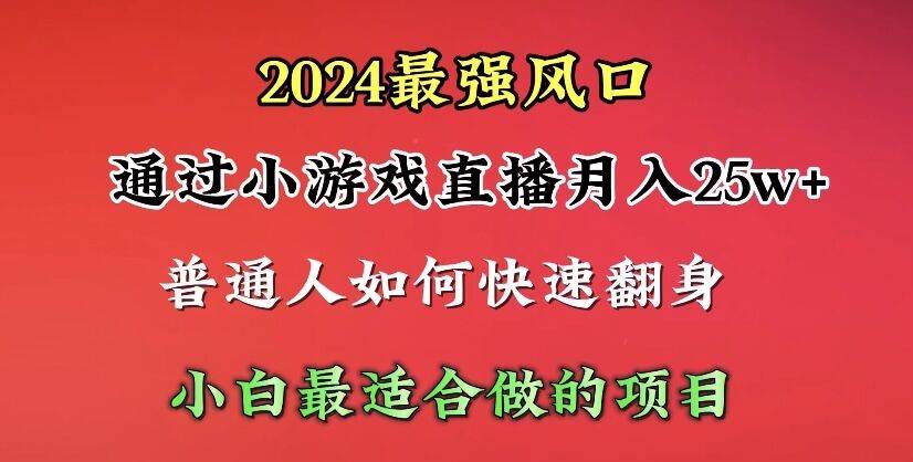 2024年最强风口，通过小游戏直播月入25w+单日收益5000+小白最适合做的项目-悠闲副业网