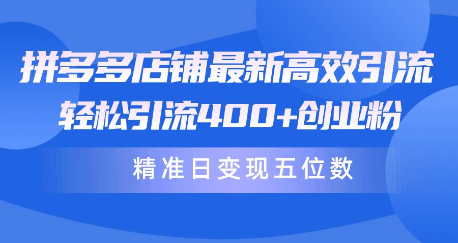 拼多多店铺最新高效引流术，轻松引流400+创业粉，精准日变现五位数！-悠闲副业网