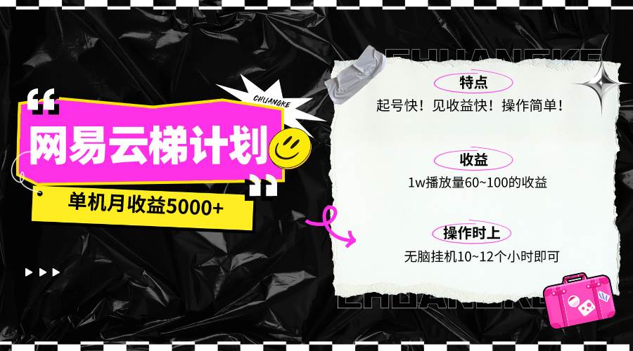 最新网易云梯计划网页版，单机月收益5000+！可放大操作-悠闲副业网
