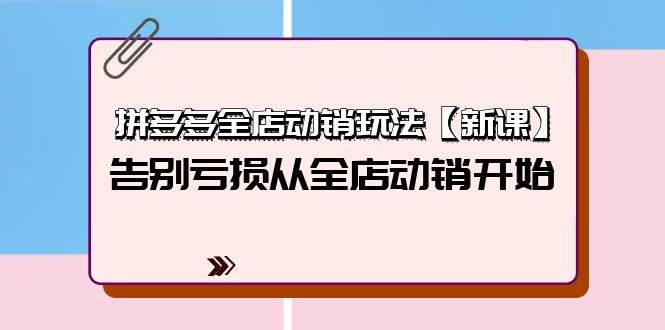 拼多多全店动销玩法【新课】，告别亏损从全店动销开始（4节视频课）-悠闲副业网