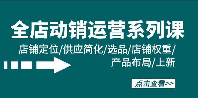 全店·动销运营系列课：店铺定位/供应简化/选品/店铺权重/产品布局/上新-悠闲副业网