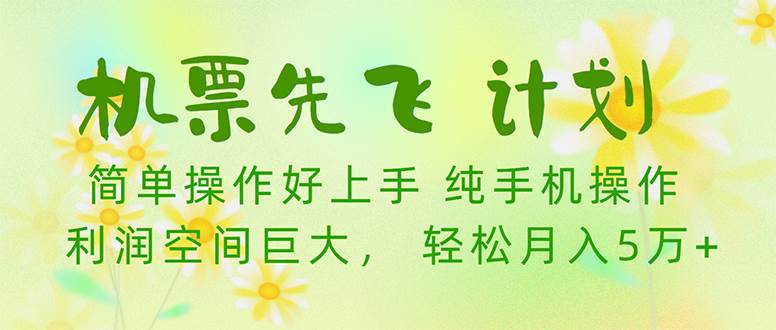 机票先飞计划！里程积分兑换机票售卖赚差价，利润空间巨大，小白月入5万+-悠闲副业网
