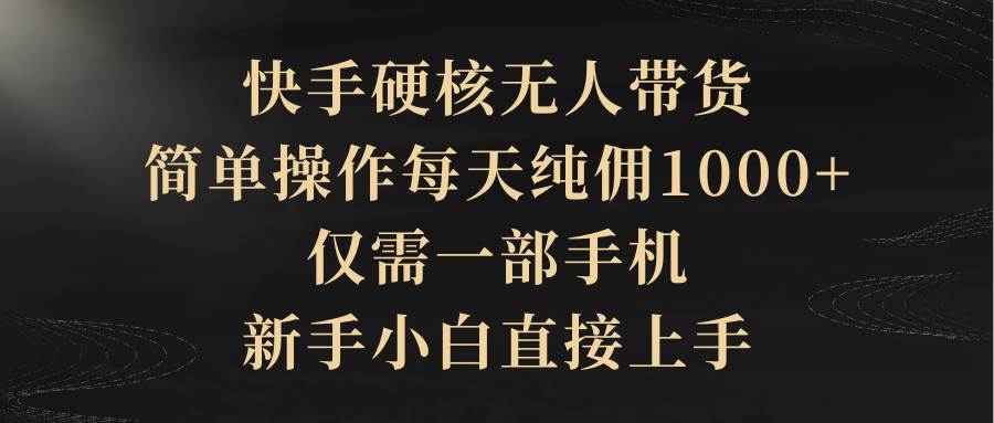 快手硬核无人带货，简单操作每天纯佣1000+,仅需一部手机，新手小白直接上手-悠闲副业网