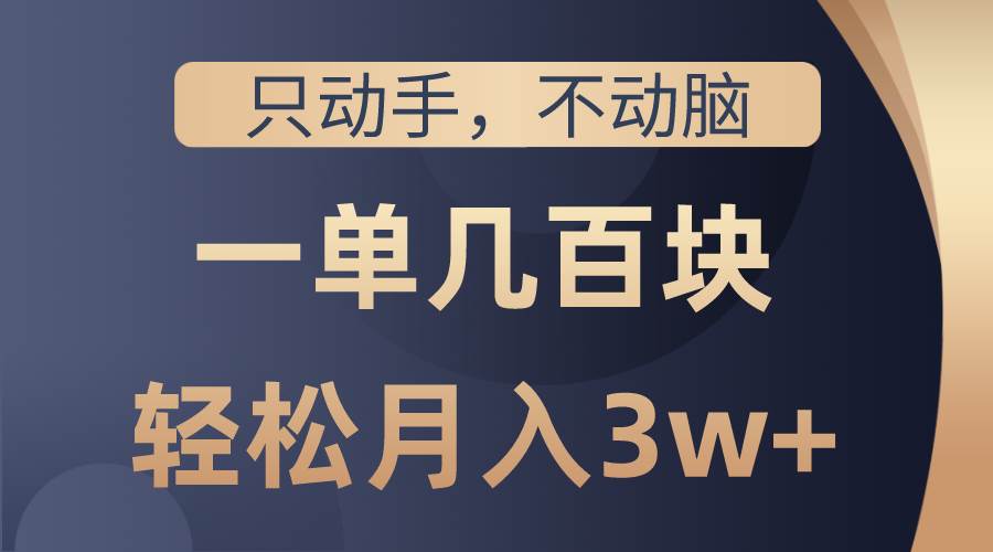 只动手不动脑，一单几百块，轻松月入3w+，看完就能直接操作，详细教程-悠闲副业网