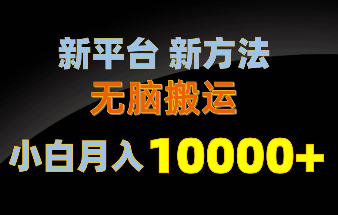 新平台新方法，无脑搬运，月赚10000+，小白轻松上手不动脑-悠闲副业网