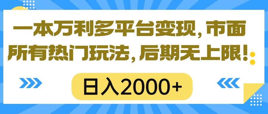 一本万利多平台变现，市面所有热门玩法，日入2000+，后期无上限！-悠闲副业网
