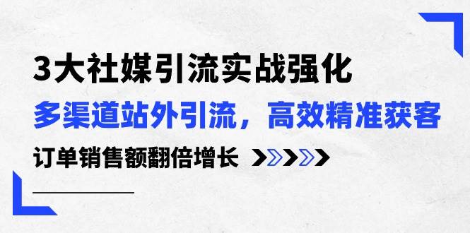 3大社媒引流实操强化，多渠道站外引流/高效精准获客/订单销售额翻倍增长-悠闲副业网
