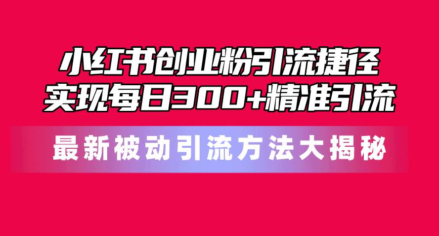 小红书创业粉引流捷径！最新被动引流方法大揭秘，实现每日300+精准引流-悠闲副业网