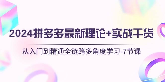 2024拼多多 最新理论+实战干货，从入门到精通全链路多角度学习-7节课-悠闲副业网