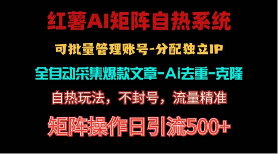 红薯矩阵自热系统，独家不死号引流玩法！矩阵操作日引流500+-悠闲副业网