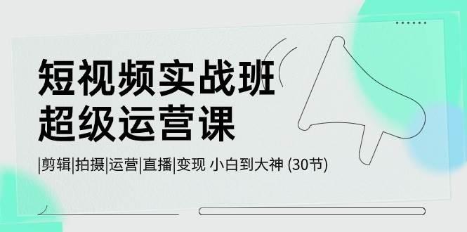 短视频实战班-超级运营课，|剪辑|拍摄|运营|直播|变现 小白到大神 (30节)-悠闲副业网