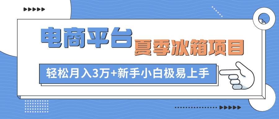 电商平台夏季冰箱项目，轻松月入3万+，新手小白极易上手-悠闲副业网