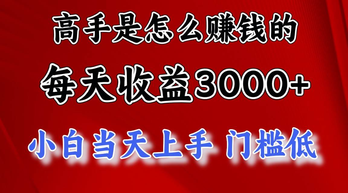 高手是怎么赚钱的，一天收益3000+ 这是穷人逆风翻盘的一个项目，非常…-悠闲副业网
