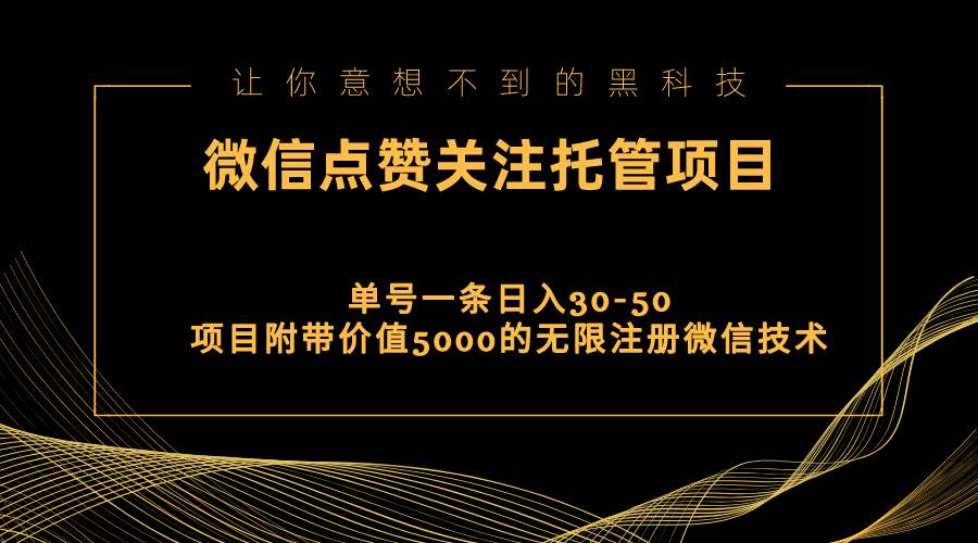视频号托管点赞关注，单微信30-50元，附带价值5000无限注册微信技术-悠闲副业网