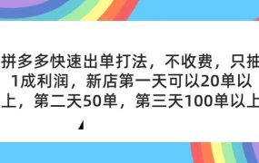 拼多多2天起店,只合作不卖课不收费,上架产品无偿对接,只需要你回...-悠闲副业网