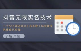 抖音无限实名技术:一个SFZ号码可以十名无数个抖音账号,具体自己实操-悠闲副业网