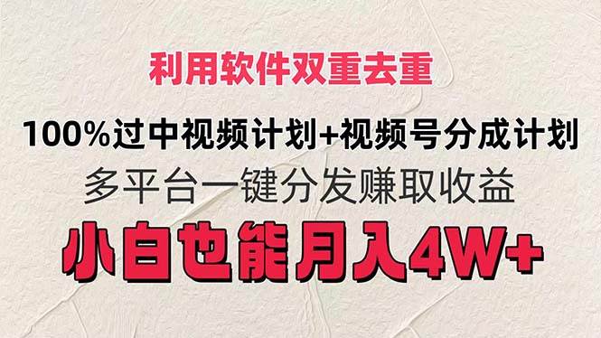 利用软件双重去重，100%过中视频+视频号分成计划小白也可以月入4W+-悠闲副业网