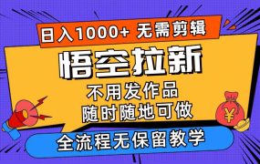 悟空拉新日入1000+无需剪辑当天上手，一部手机随时随地可做，全流程无...-悠闲副业网