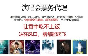 演唱会全网最低票务代理，小白一分钟上手，手把手教你卖票，日入2000+...-悠闲副业网